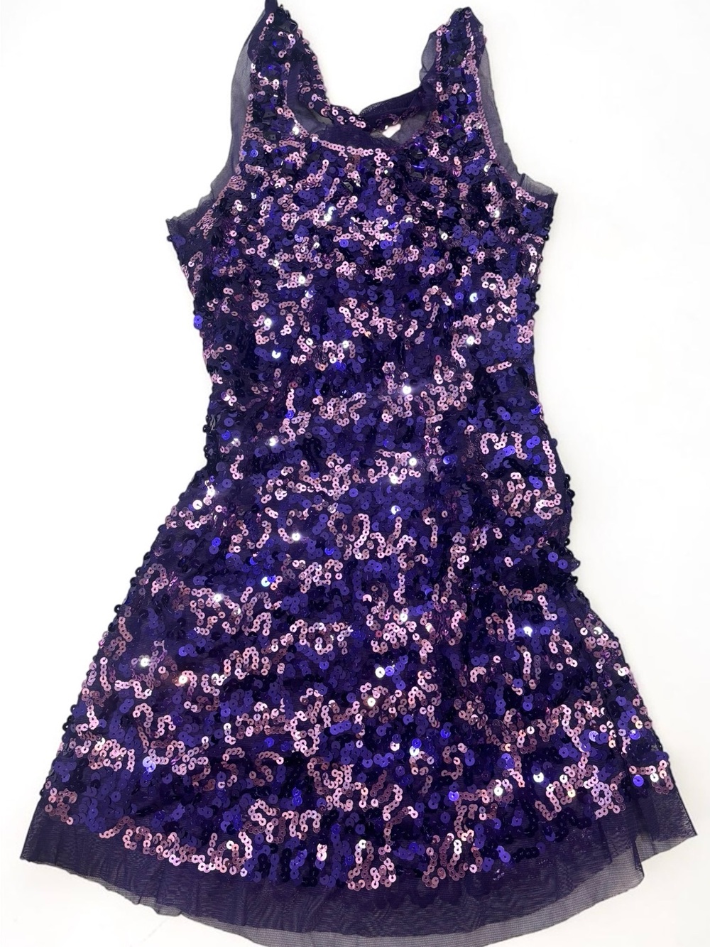 Wild Cat Purple Sequin Tunic Cami Top M Y2K 2000s McBling Party
